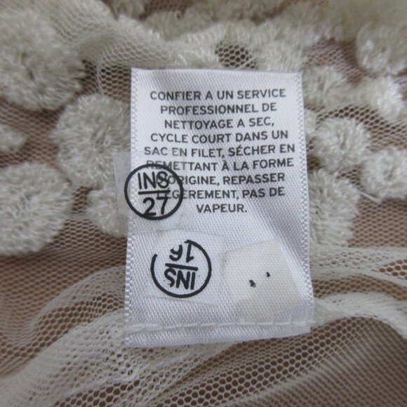 Hinge Womens Top Size Small White Floral Embroidered Lace Short Sleeve Mesh - Picture 5 of 5